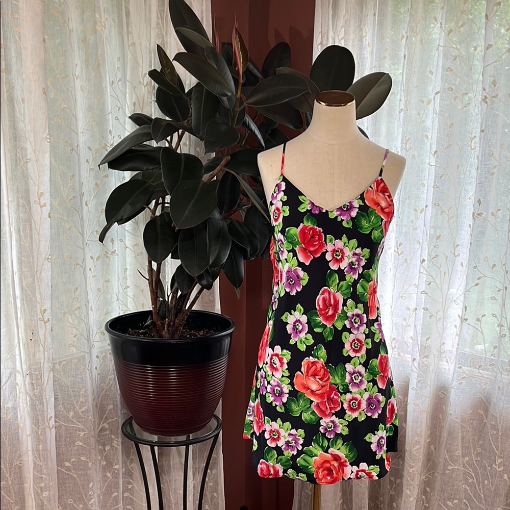 Vintage 90s Floral Spaghetti Strap Slip Dress | Grunge/Y2K Style | Sz [L]
